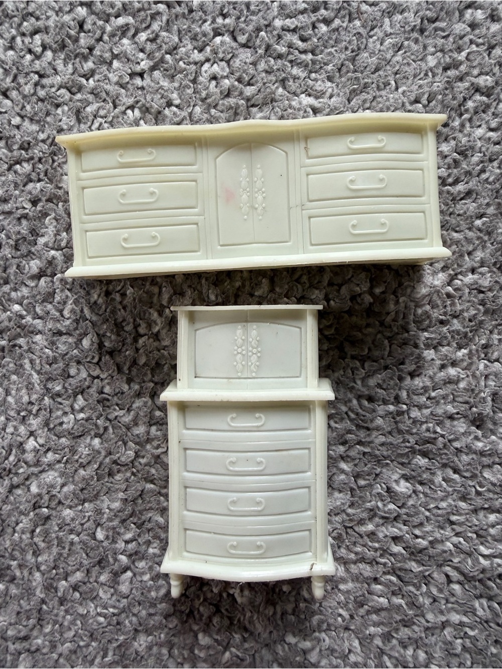 Vintage 1960s MPC Plastic Dollhouse Bedroom Furniture Lot - Dresser & Chest